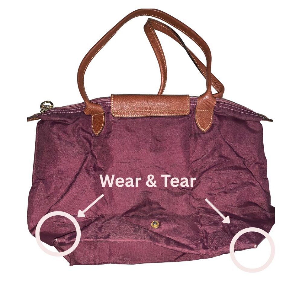 Pre-Owned Longchamp Le Pliage Medium Tote in Bordeaux Long Straps - Picture 7 of 13